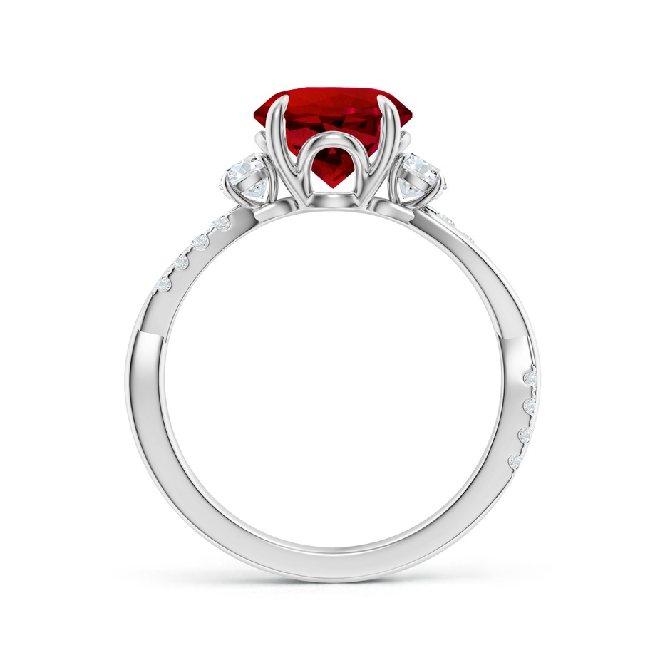 8mm Labgrown Lab-Grown Three Stone Round Ruby & Diamond Engagement Ring in White Gold side 199