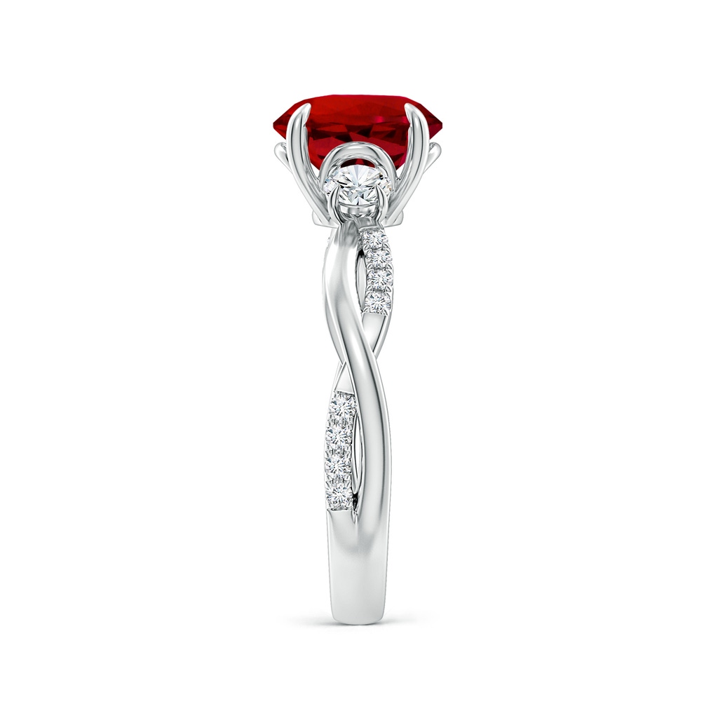 8mm Labgrown Lab-Grown Three Stone Round Ruby & Diamond Engagement Ring in White Gold Side 299