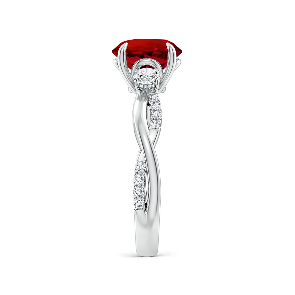 8mm Labgrown Lab-Grown Three Stone Round Ruby & Diamond Engagement Ring in White Gold side 299