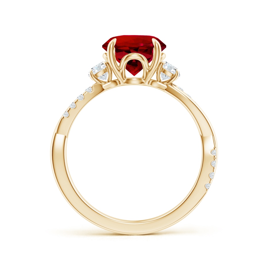 8mm Labgrown Lab-Grown Three Stone Round Ruby & Diamond Engagement Ring in Yellow Gold side 199