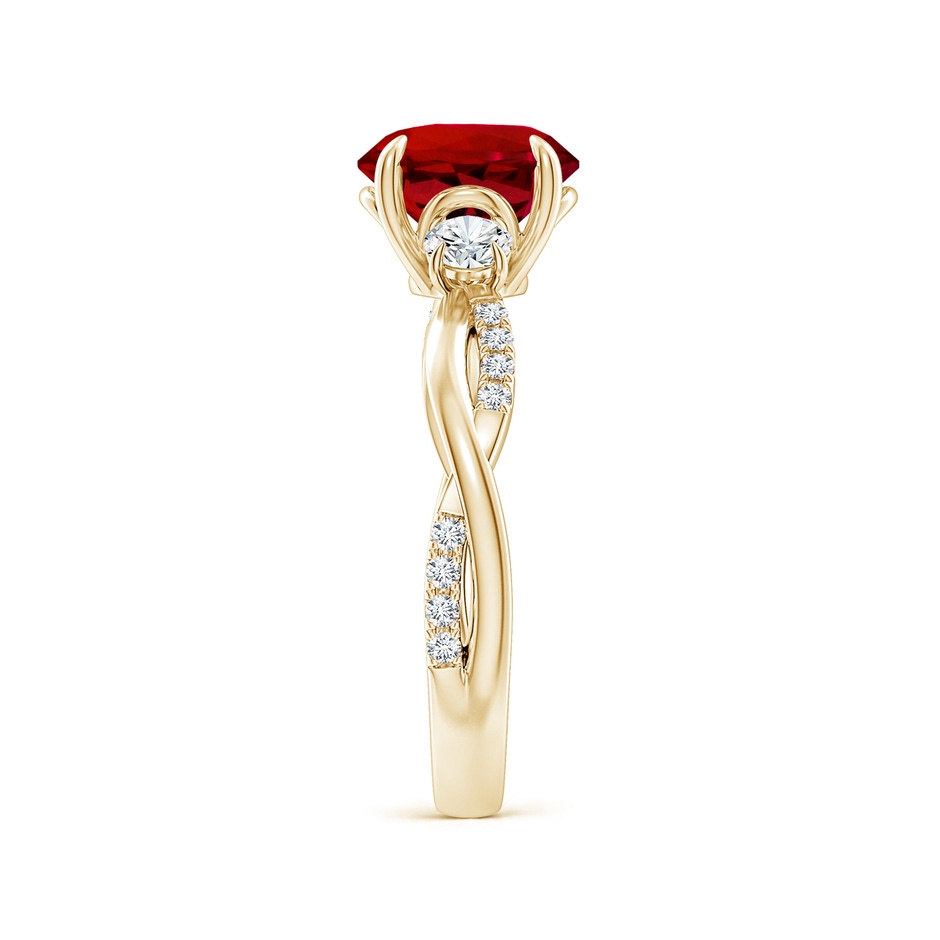 8mm Labgrown Lab-Grown Three Stone Round Ruby & Diamond Engagement Ring in Yellow Gold side 299