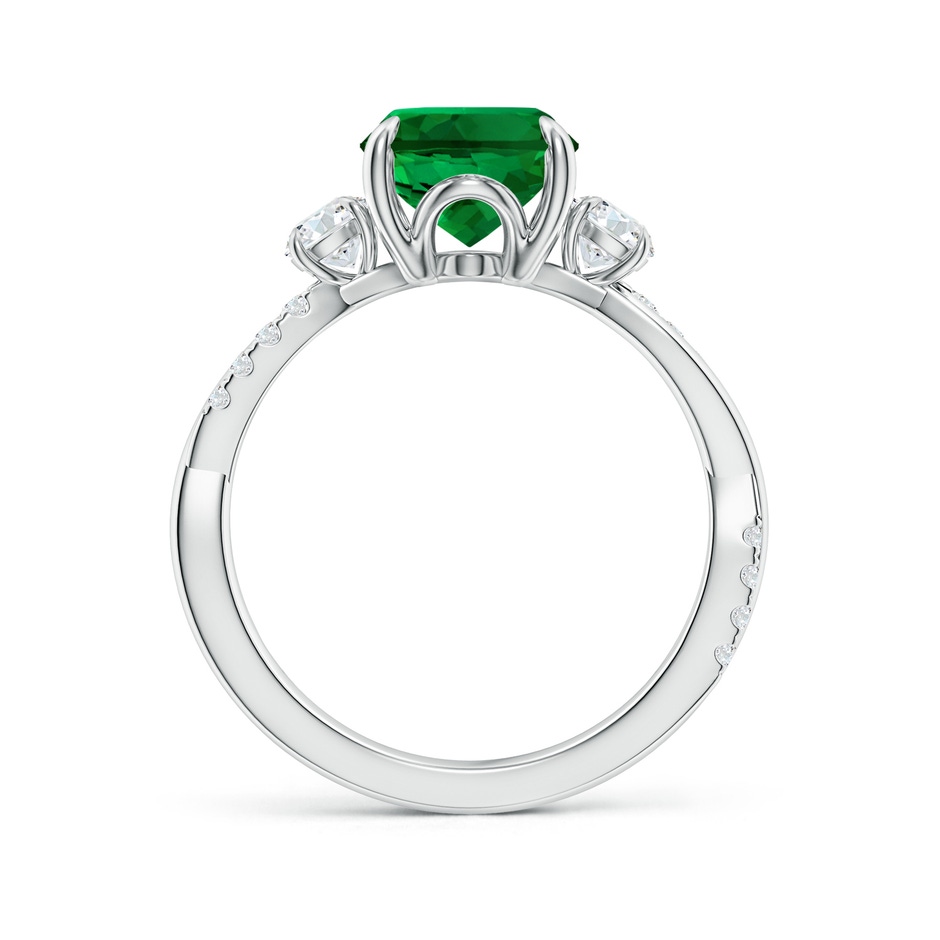 10x8mm Labgrown Lab-Grown Three Stone Oval Emerald & Round Diamond Engagement Ring in White Gold side 199