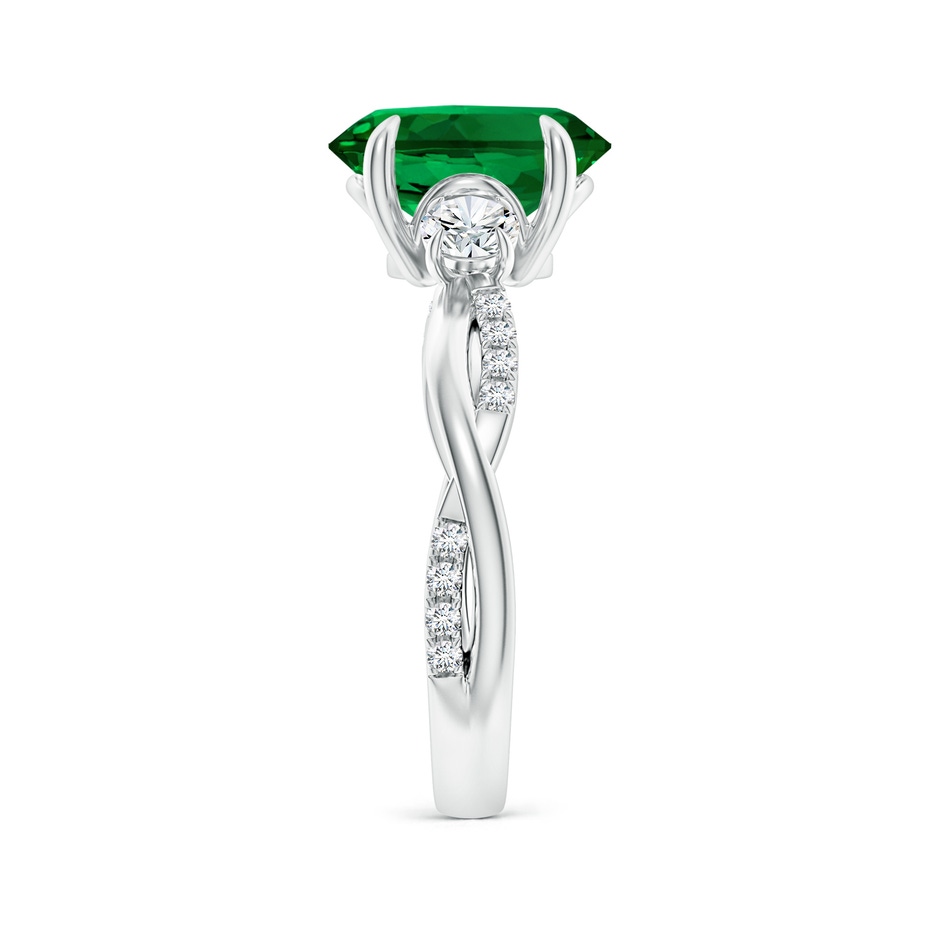 10x8mm Labgrown Lab-Grown Three Stone Oval Emerald & Round Diamond Engagement Ring in White Gold side 299