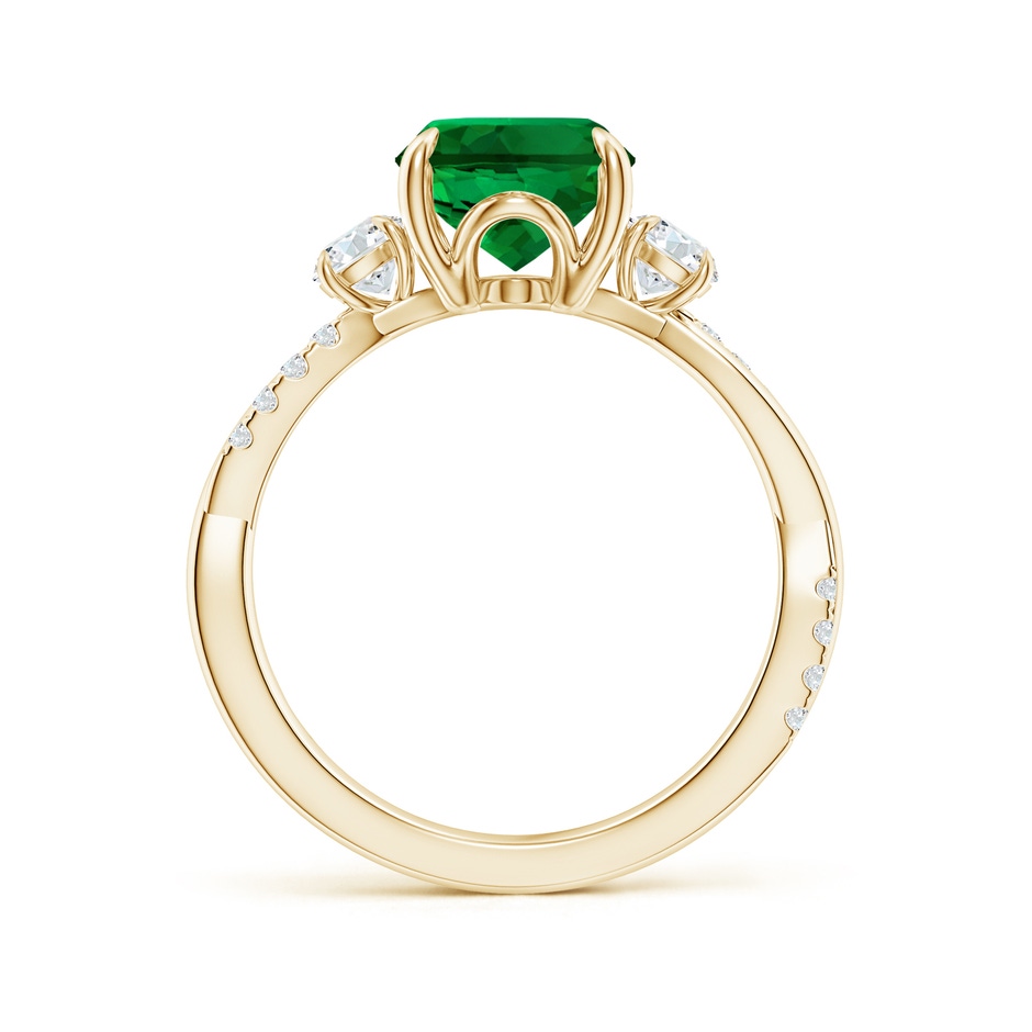10x8mm Labgrown Lab-Grown Three Stone Oval Emerald & Round Diamond Engagement Ring in Yellow Gold side 199