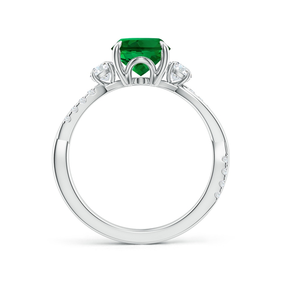 9x7mm Labgrown Lab-Grown Three Stone Oval Emerald & Round Diamond Engagement Ring in White Gold side 199