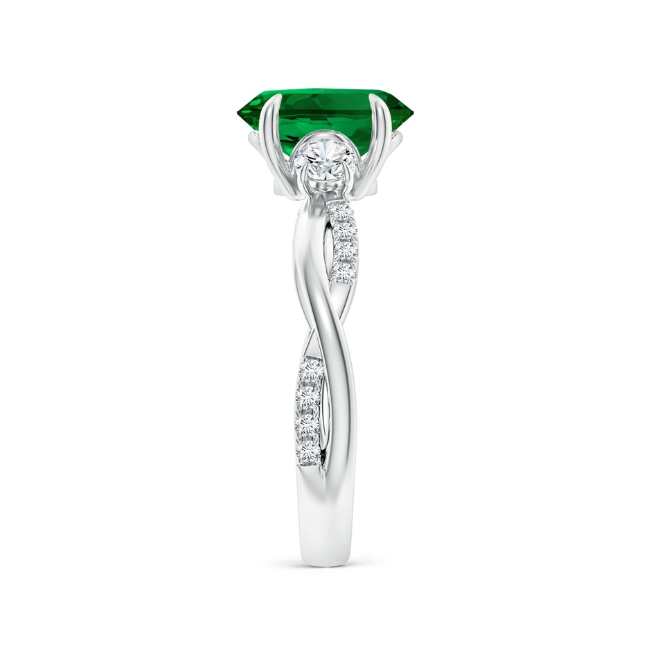 9x7mm Labgrown Lab-Grown Three Stone Oval Emerald & Round Diamond Engagement Ring in White Gold side 299