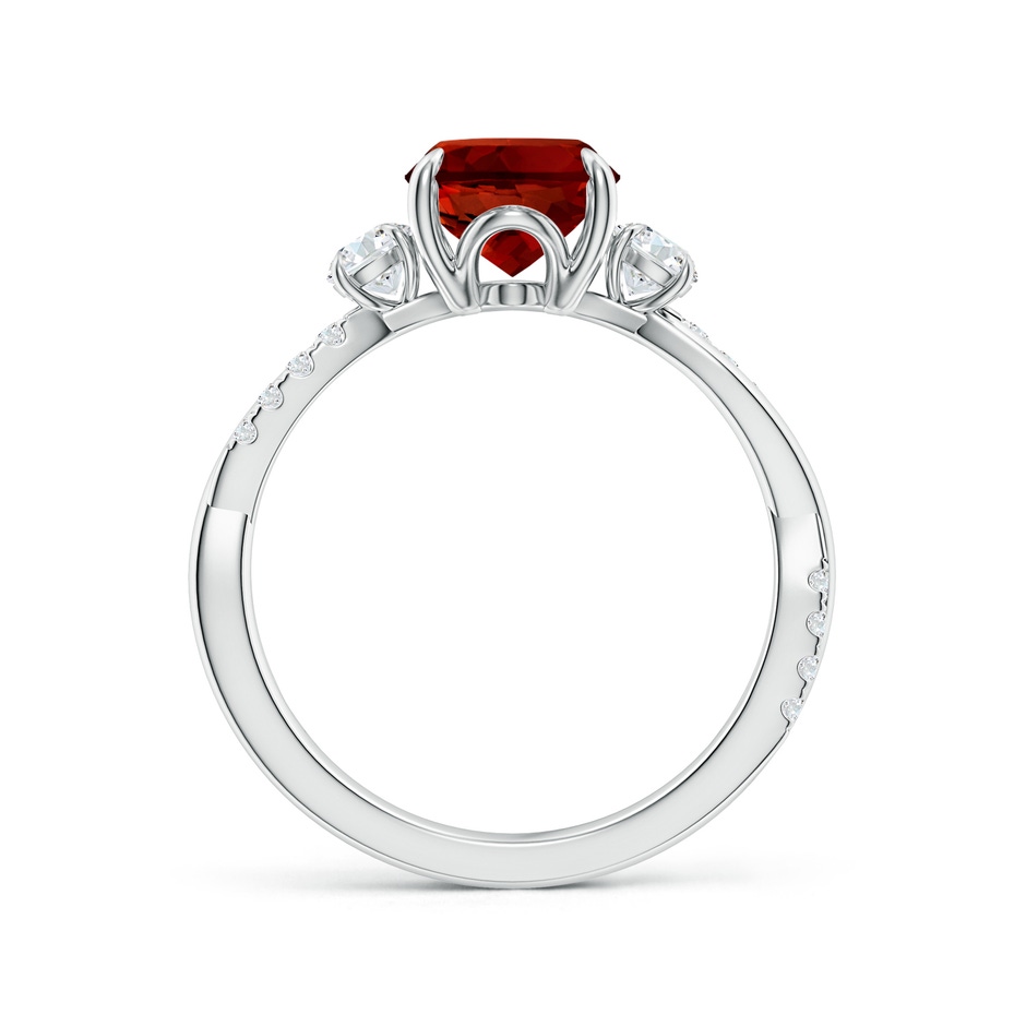 9x7mm Labgrown Lab-Grown Three Stone Oval Ruby & Round Diamond Engagement Ring in White Gold side 199