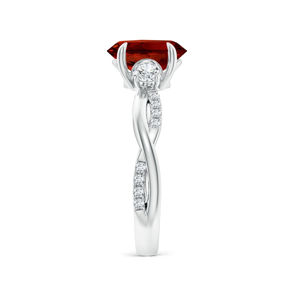 9x7mm Labgrown Lab-Grown Three Stone Oval Ruby & Round Diamond Engagement Ring in White Gold side 299