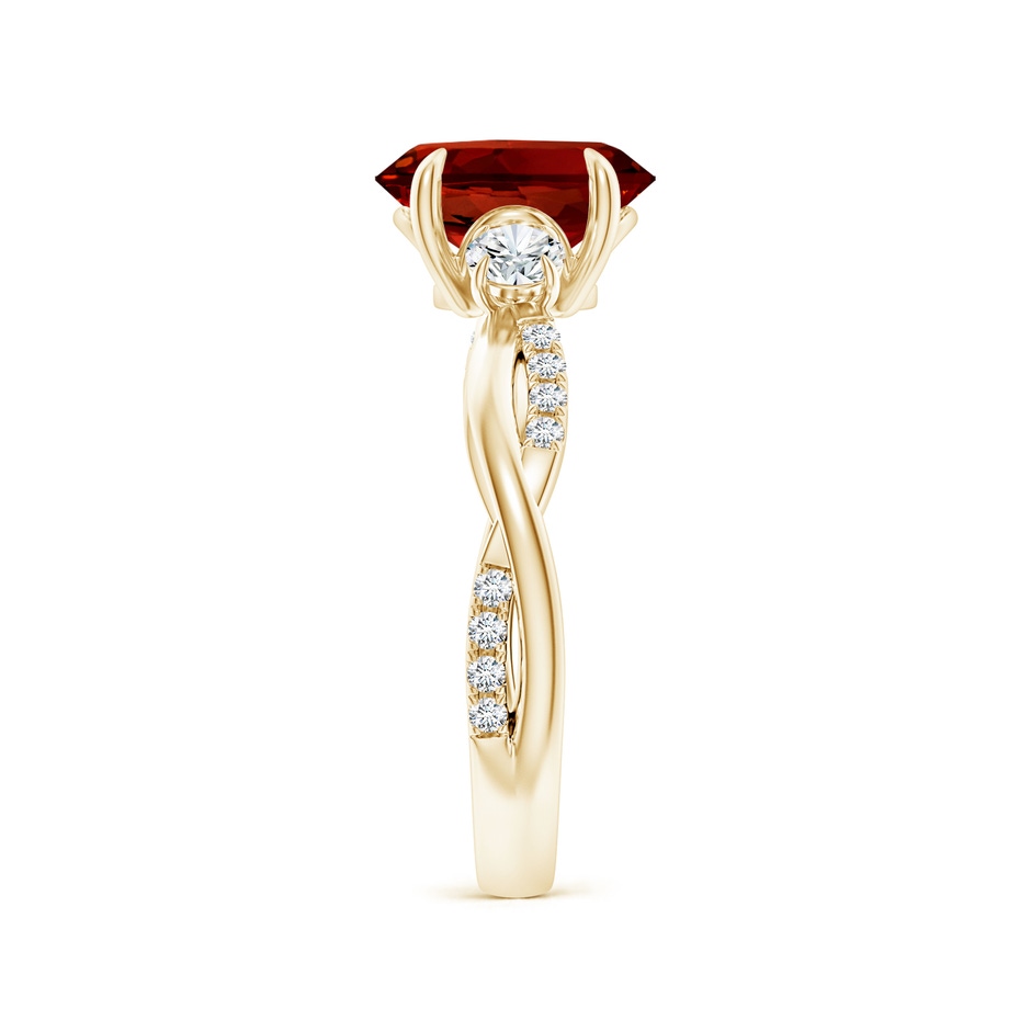 9x7mm Labgrown Lab-Grown Three Stone Oval Ruby & Round Diamond Engagement Ring in Yellow Gold side 299