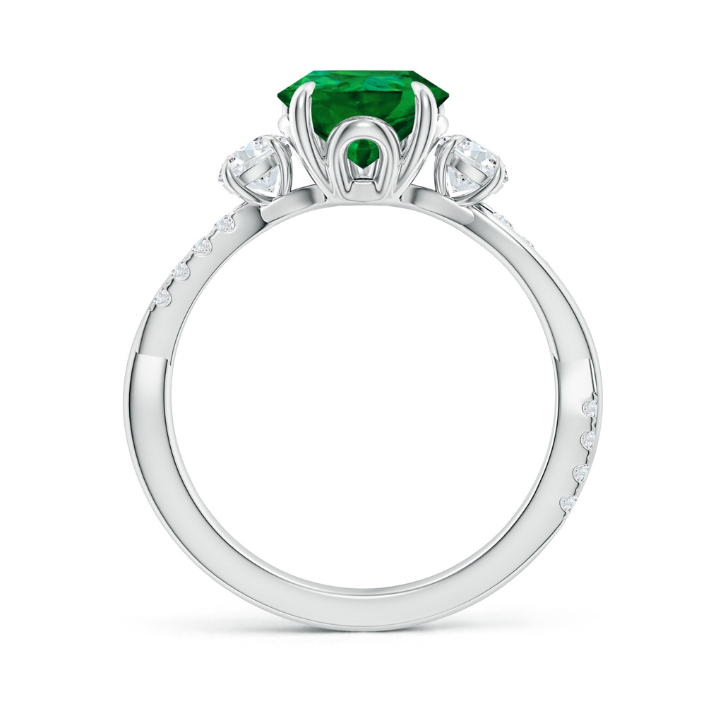 10x8mm Labgrown Lab-Grown Three Stone Pear Emerald & Round Diamond Engagement Ring in P950 Platinum - side 199