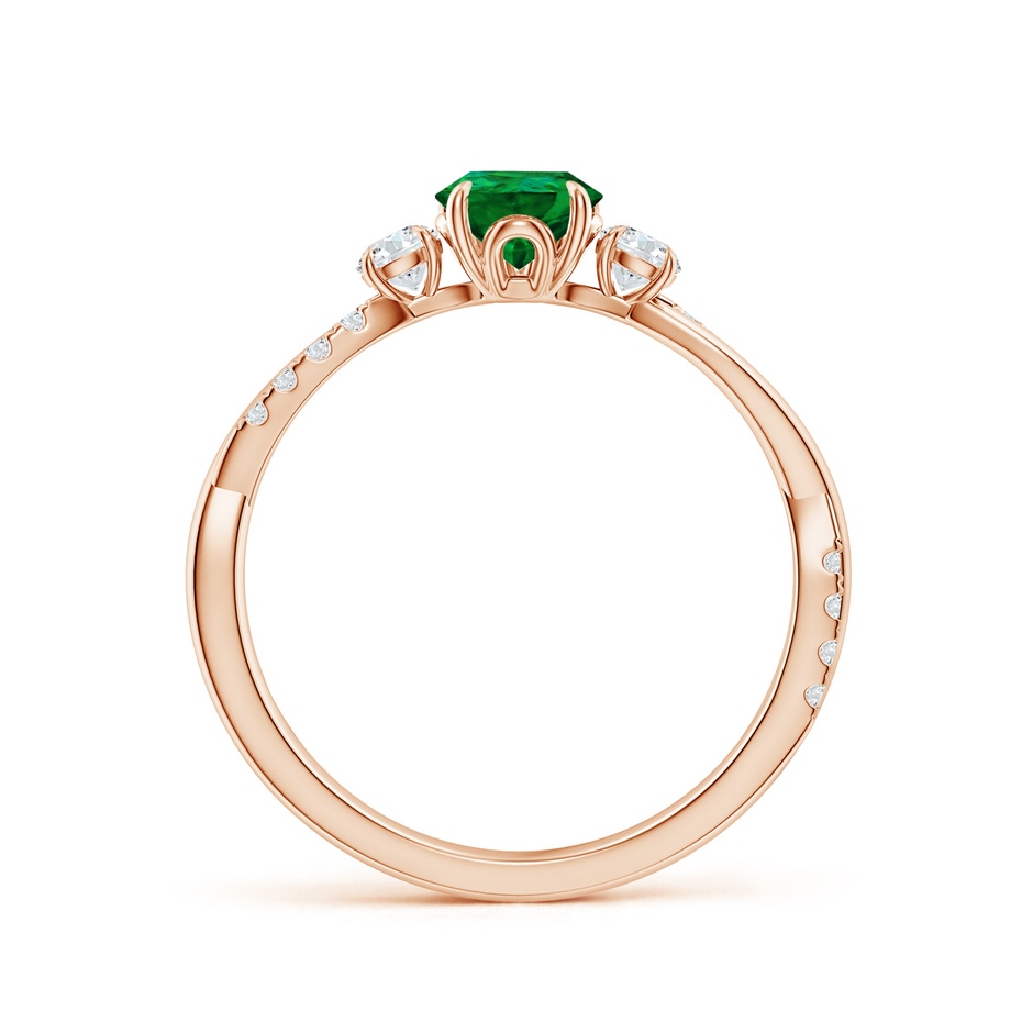 7x5mm Labgrown Lab-Grown Three Stone Pear Emerald & Round Diamond Engagement Ring in Rose Gold side 199