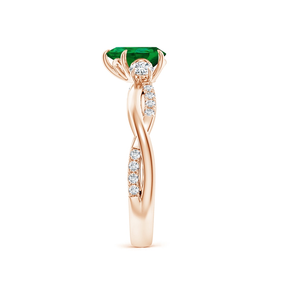 7x5mm Labgrown Lab-Grown Three Stone Pear Emerald & Round Diamond Engagement Ring in Rose Gold side 299