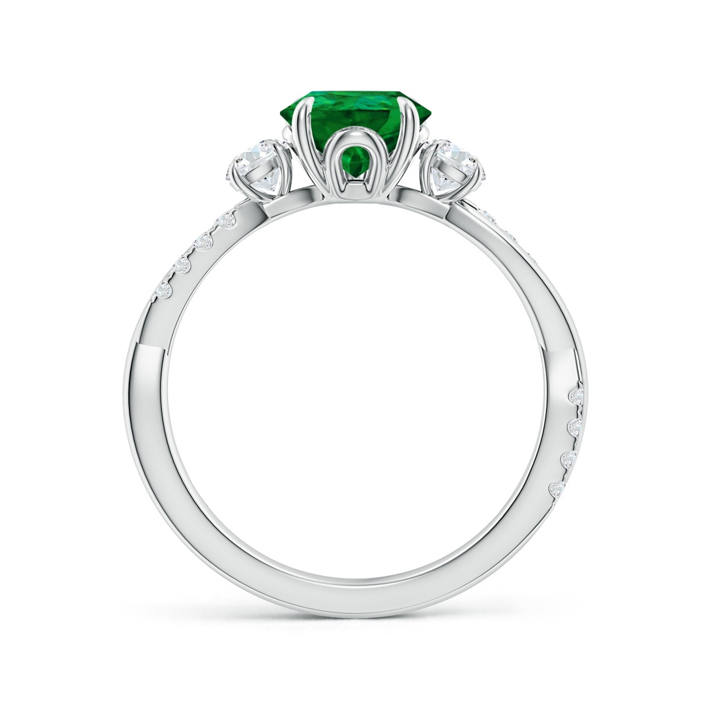 9x7mm Labgrown Lab-Grown Three Stone Pear Emerald & Round Diamond Engagement Ring in White Gold - side 199