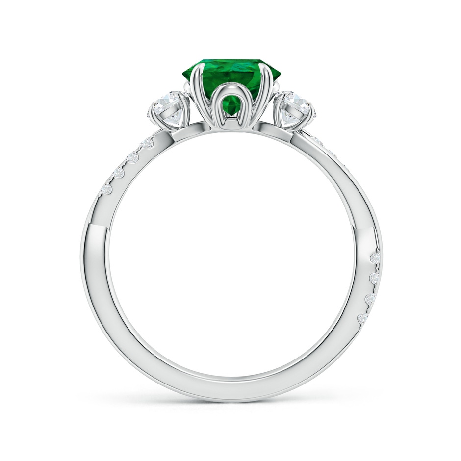 9x7mm Labgrown Lab-Grown Three Stone Pear Emerald & Round Diamond Engagement Ring in White Gold side 199