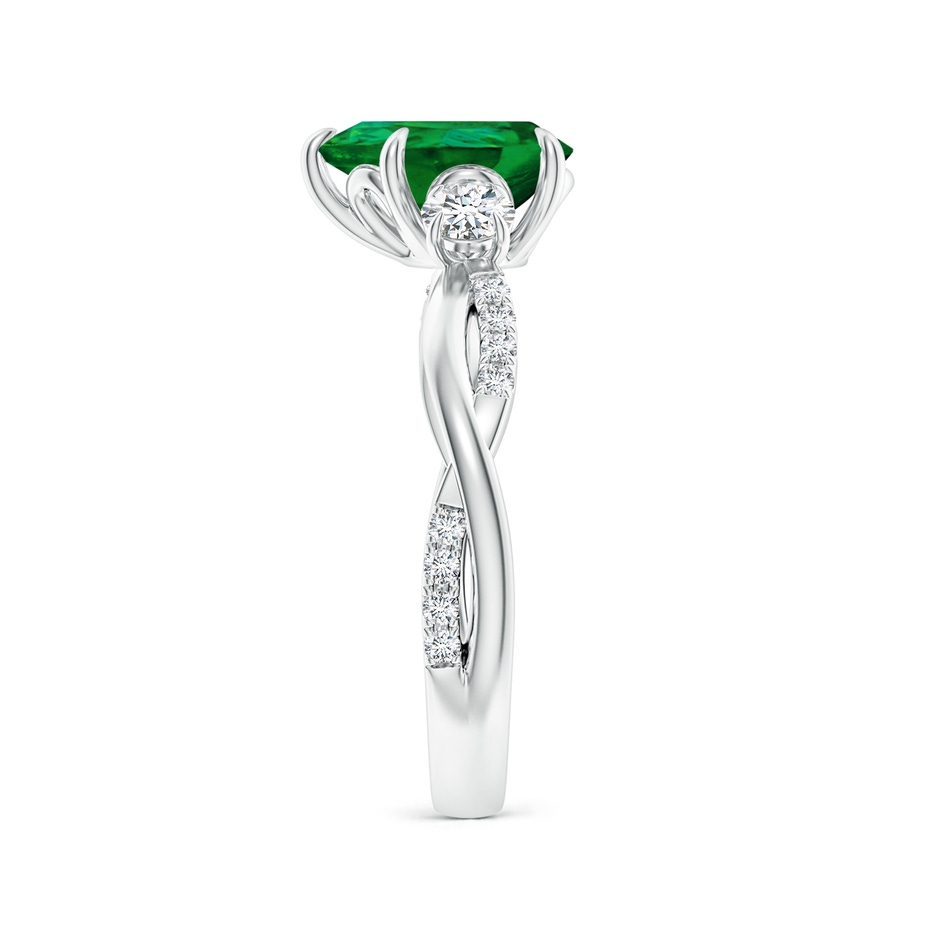 9x7mm Labgrown Lab-Grown Three Stone Pear Emerald & Round Diamond Engagement Ring in White Gold side 299