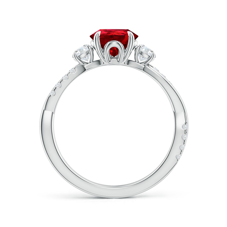 9x7mm Labgrown Lab-Grown Three Stone Pear Ruby & Round Diamond Engagement Ring in White Gold side 199