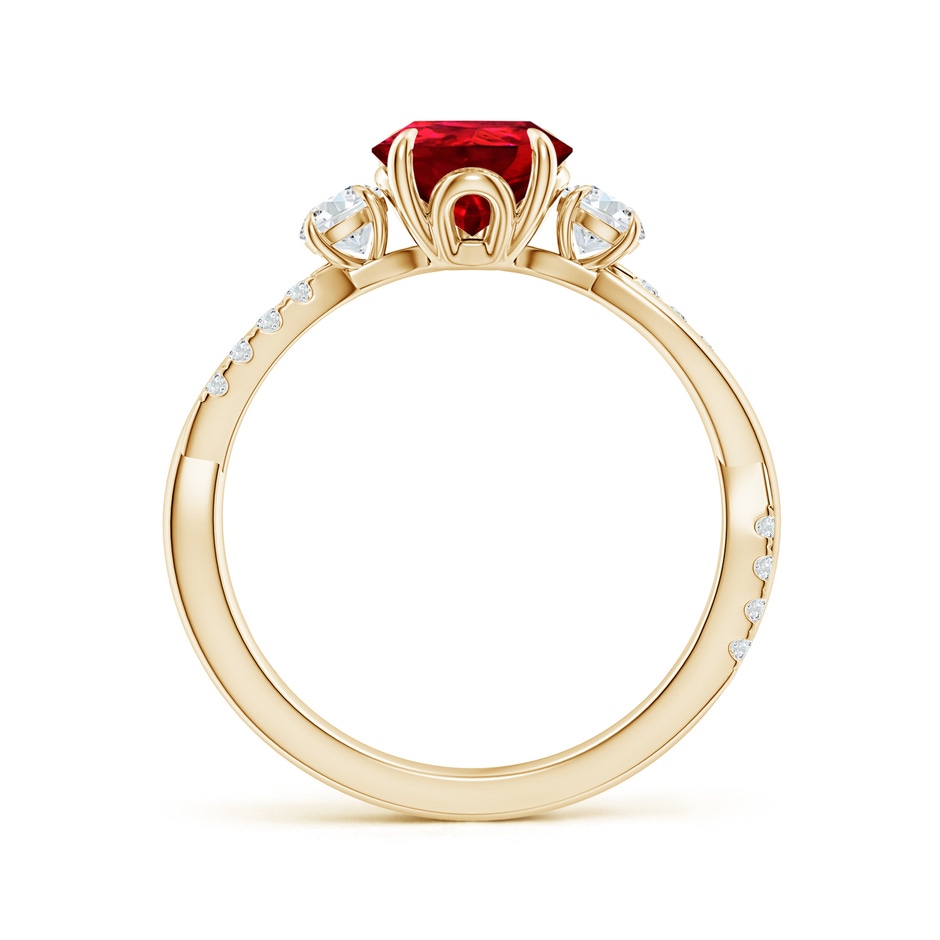 9x7mm Labgrown Lab-Grown Three Stone Pear Ruby & Round Diamond Engagement Ring in Yellow Gold side 199