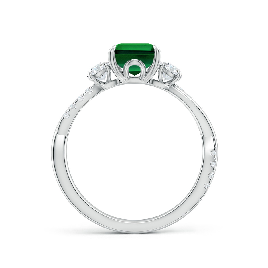 9x7mm Labgrown Lab-Grown Three Stone Emerald-Cut Emerald & Round Diamond Engagement Ring in White Gold side 199