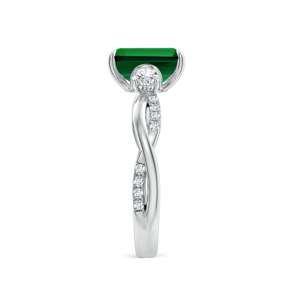 9x7mm Labgrown Lab-Grown Three Stone Emerald-Cut Emerald & Round Diamond Engagement Ring in White Gold side 299