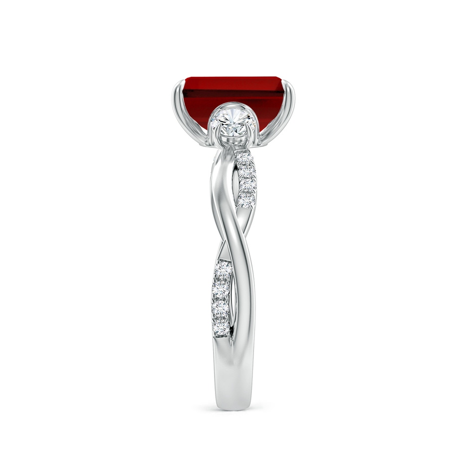 9x7mm Labgrown Lab-Grown Three Stone Emerald-Cut Ruby & Round Diamond Engagement Ring in White Gold side 299