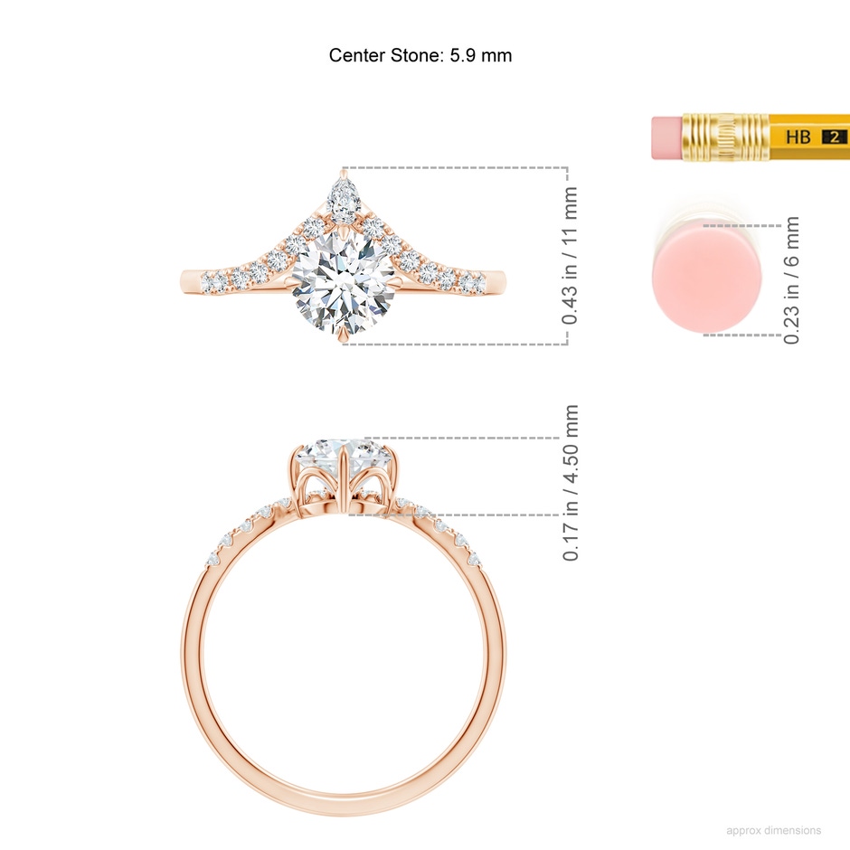 5.9mm FGVS LSR4544D-RG-FGVS-5.9 in Rose Gold ruler