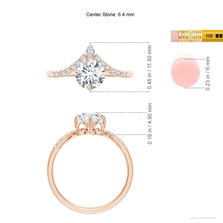 6.4mm FGVS LSR4544D-RG-FGVS-6.4 in Rose Gold ruler
