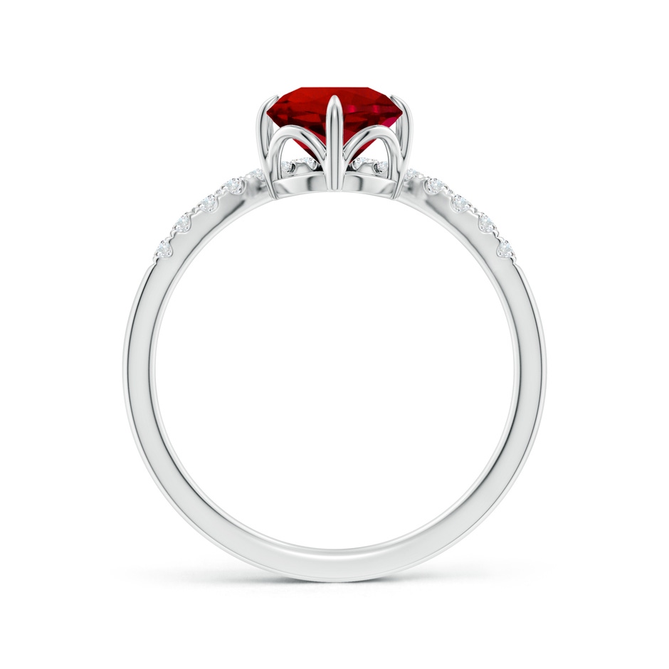 6.5mm Labgrown Lab-Grown Round Ruby and Diamond Chevron Engagement Ring in White Gold side 199