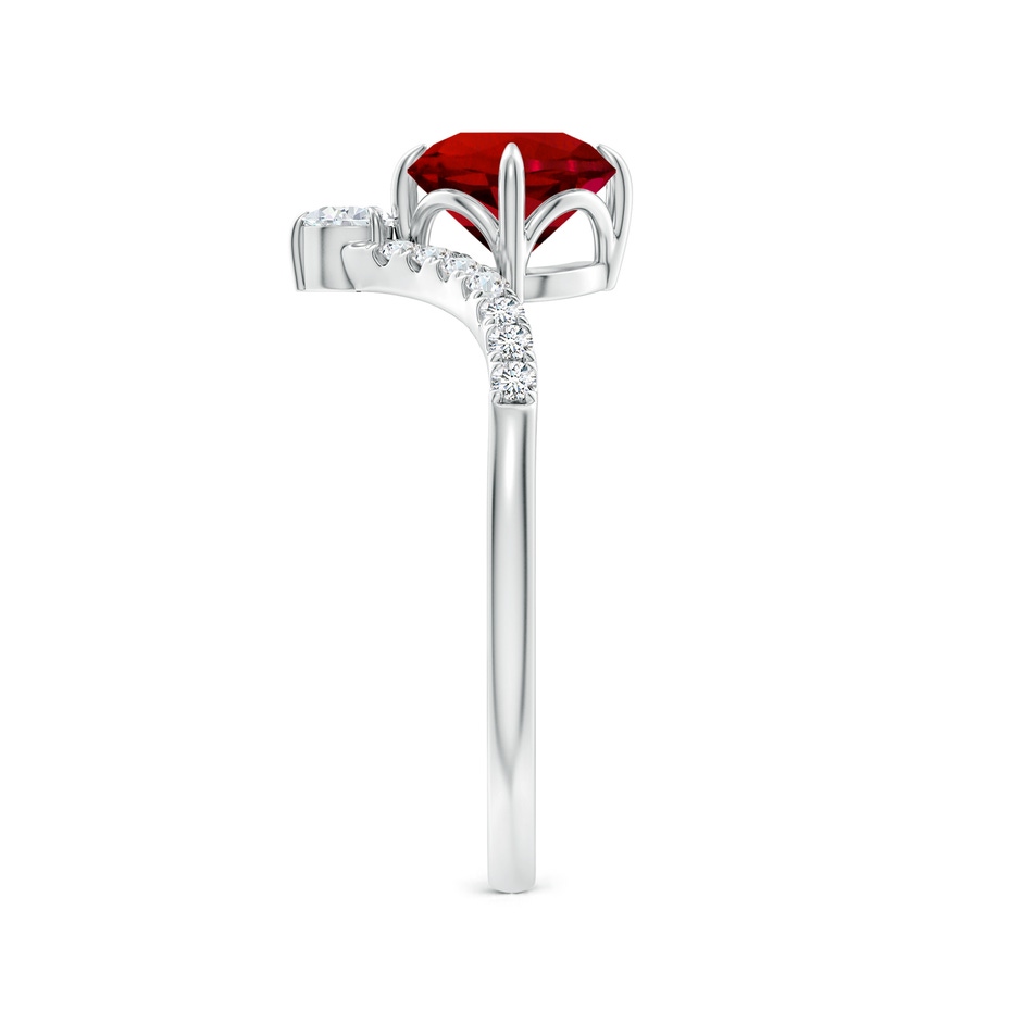 6.5mm Labgrown Lab-Grown Round Ruby and Diamond Chevron Engagement Ring in White Gold side 299