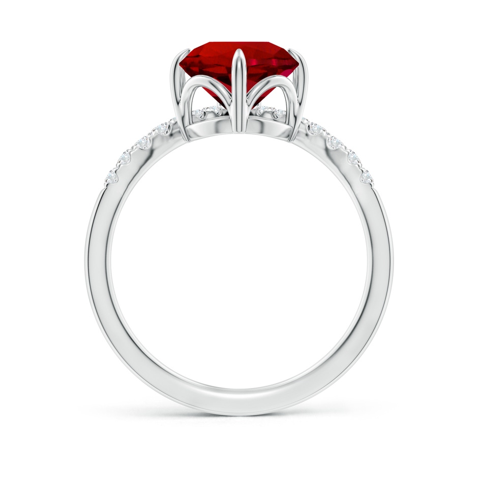 8mm Labgrown Lab-Grown Round Ruby and Diamond Chevron Engagement Ring in White Gold side 199