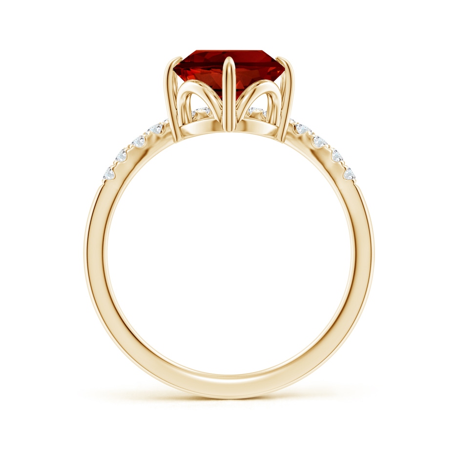 10x8mm Labgrown Lab-Grown Oval Ruby and Diamond Chevron Engagement Ring in Yellow Gold side 199