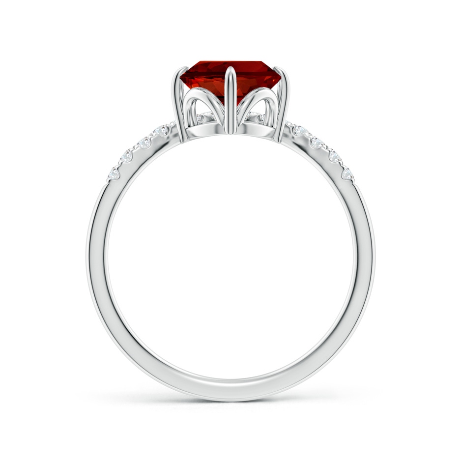 9x7mm Labgrown Lab-Grown Oval Ruby and Diamond Chevron Engagement Ring in White Gold side 199