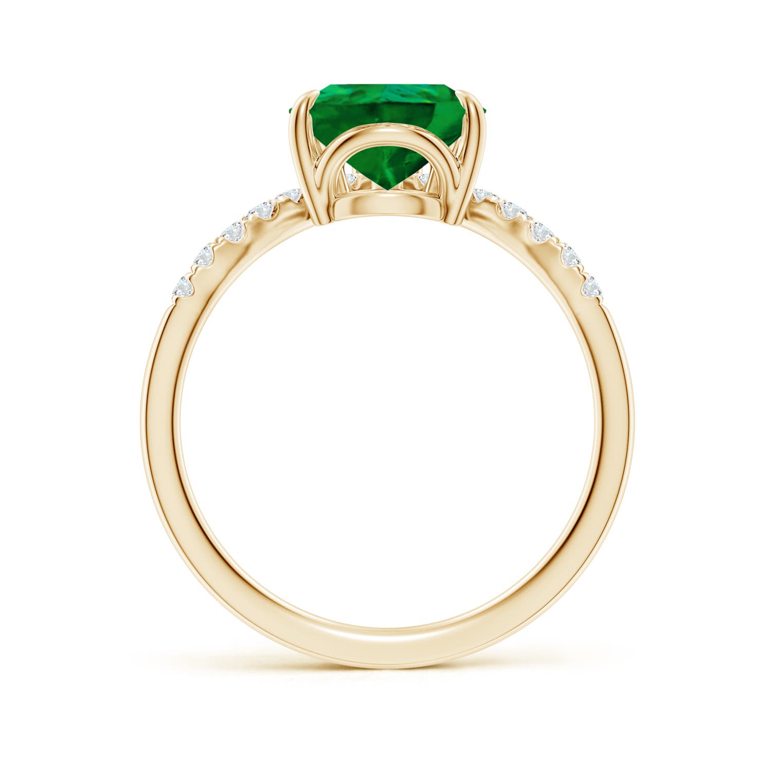 10x8mm Labgrown Lab-Grown Pear Emerald and Diamond Chevron Engagement Ring in 18K Yellow Gold