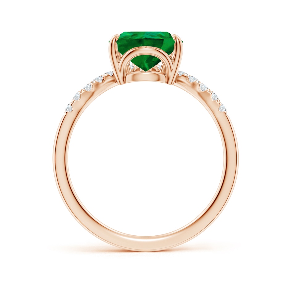 10x8mm Labgrown Lab-Grown Pear Emerald and Diamond Chevron Engagement Ring in Rose Gold side 199