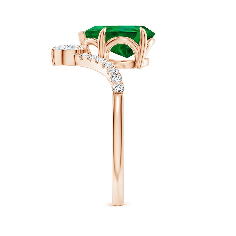 10x8mm Labgrown Lab-Grown Pear Emerald and Diamond Chevron Engagement Ring in Rose Gold side 299