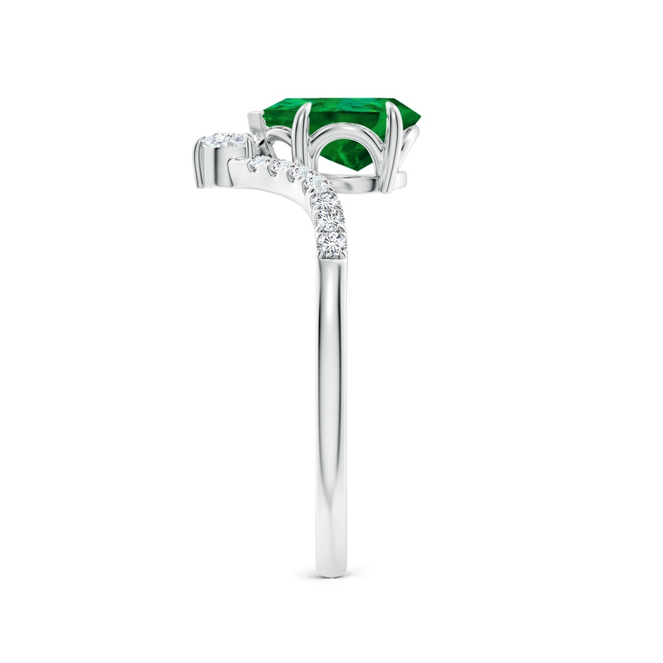 8x6mm Labgrown Lab-Grown Pear Emerald and Diamond Chevron Engagement Ring in White Gold side 299