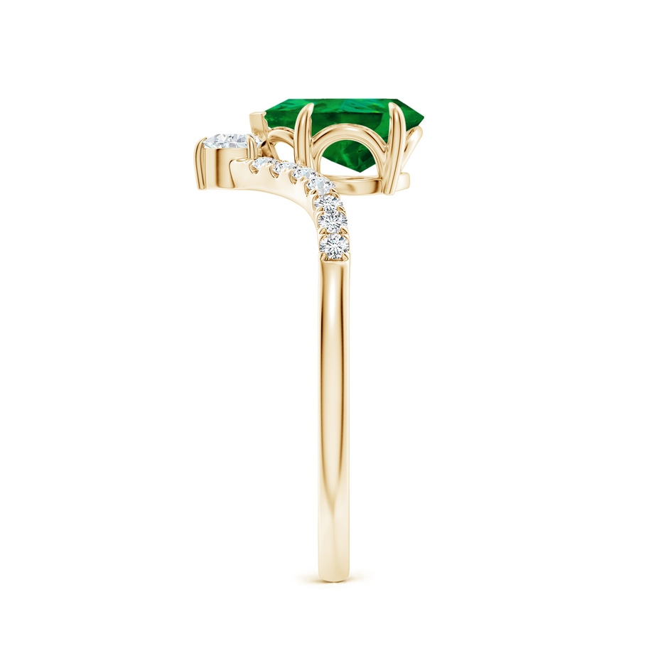 8x6mm Labgrown Lab-Grown Pear Emerald and Diamond Chevron Engagement Ring in Yellow Gold side 299
