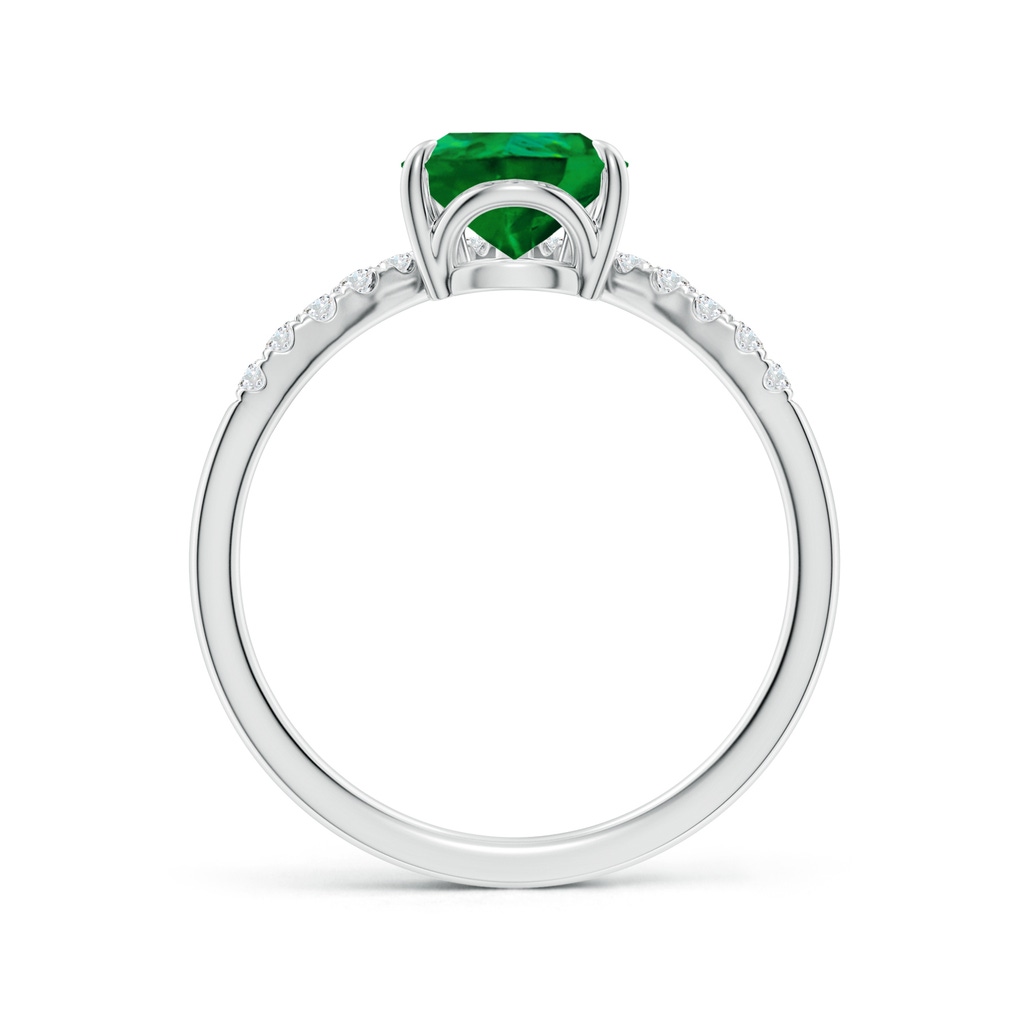 9x7mm Labgrown Lab-Grown Pear Emerald and Diamond Chevron Engagement Ring in 18K White Gold - side 199