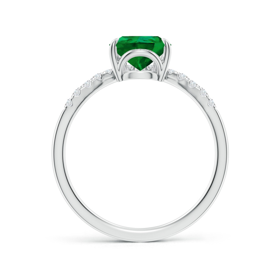 9x7mm Labgrown Lab-Grown Pear Emerald and Diamond Chevron Engagement Ring in 18K White Gold side 199