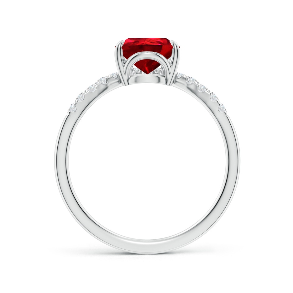 9x7mm Labgrown Lab-Grown Pear Ruby and Diamond Chevron Engagement Ring in 18K White Gold side 199