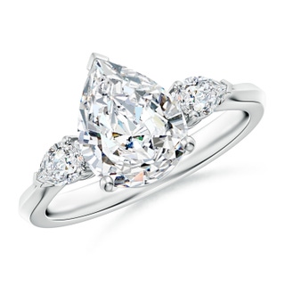 10x8mm FGVS Lab-Grown Pear shape Diamond Three Stone Engagement Ring in P950 Platinum