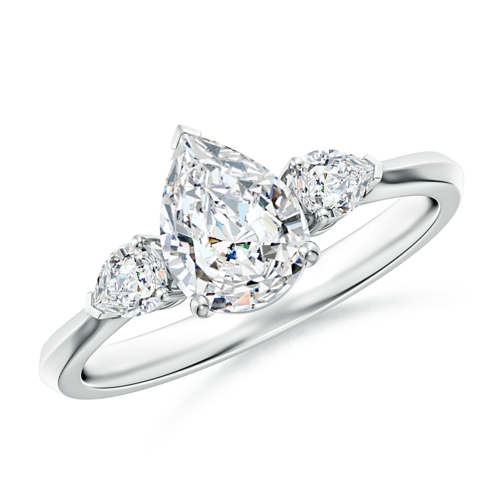 7.7x5.7mm FGVS Lab-Grown Pear shape Diamond Three Stone Engagement Ring in P950 Platinum