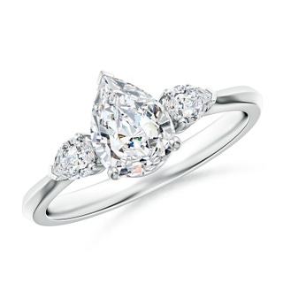 7.7x5.7mm FGVS Lab-Grown Pear shape Diamond Three Stone Engagement Ring in P950 Platinum