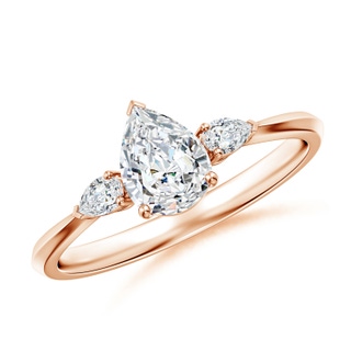 7x5mm FGVS Lab-Grown Pear shape Diamond Three Stone Engagement Ring in 9K Rose Gold