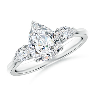 9x7mm FGVS Lab-Grown Pear shape Diamond Three Stone Engagement Ring in P950 Platinum