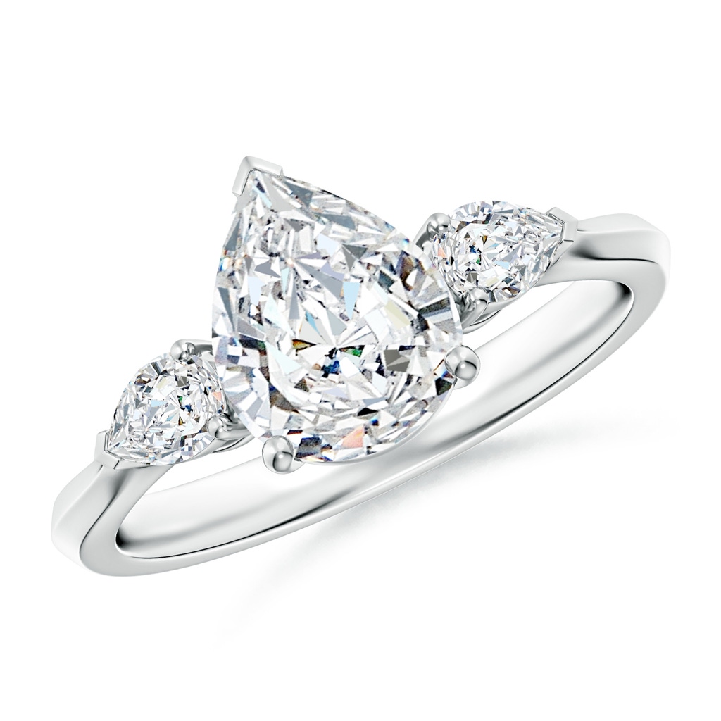 9x7mm FGVS Lab-Grown Pear shape Diamond Three Stone Engagement Ring in White Gold