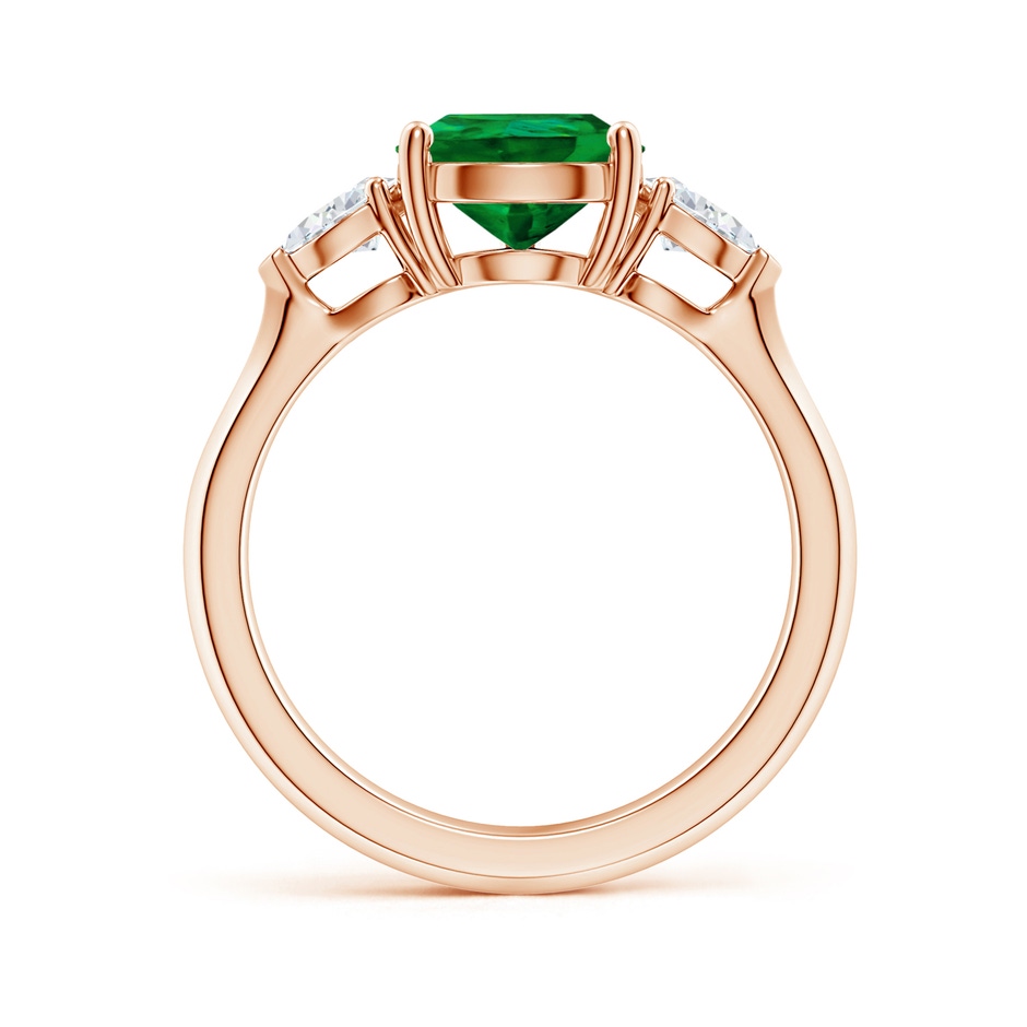 10x8mm Labgrown Lab-Grown Pear shape Emerald Three Stone Engagement Ring in 18K Rose Gold side 199