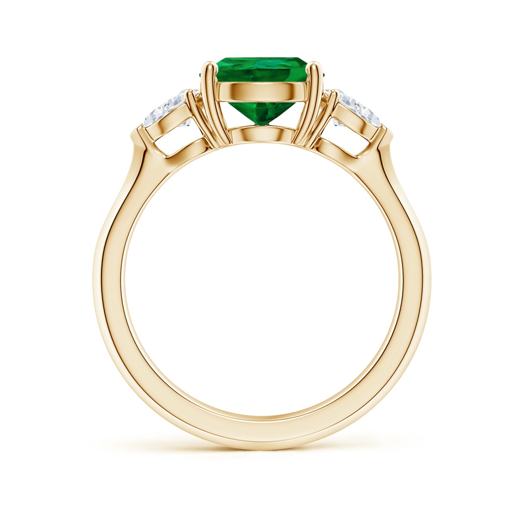 10x8mm Labgrown Lab-Grown Pear shape Emerald Three Stone Engagement Ring in Yellow Gold - side 199