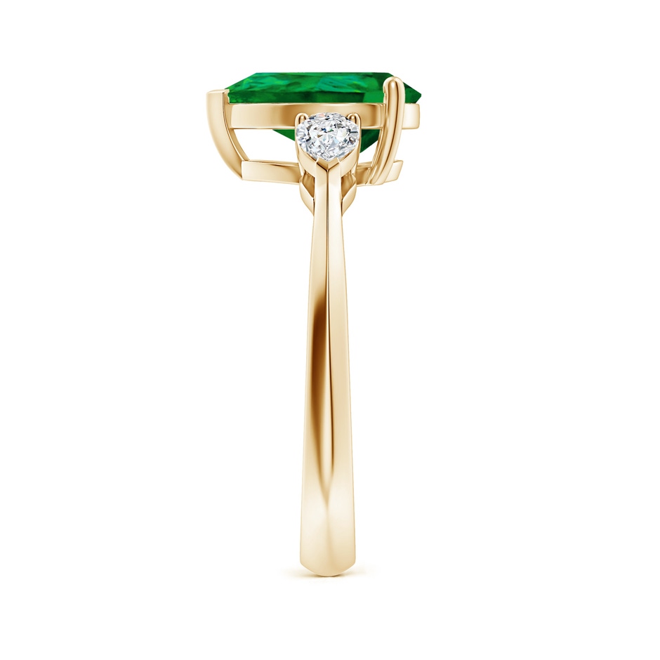 10x8mm Labgrown Lab-Grown Pear shape Emerald Three Stone Engagement Ring in Yellow Gold side 299