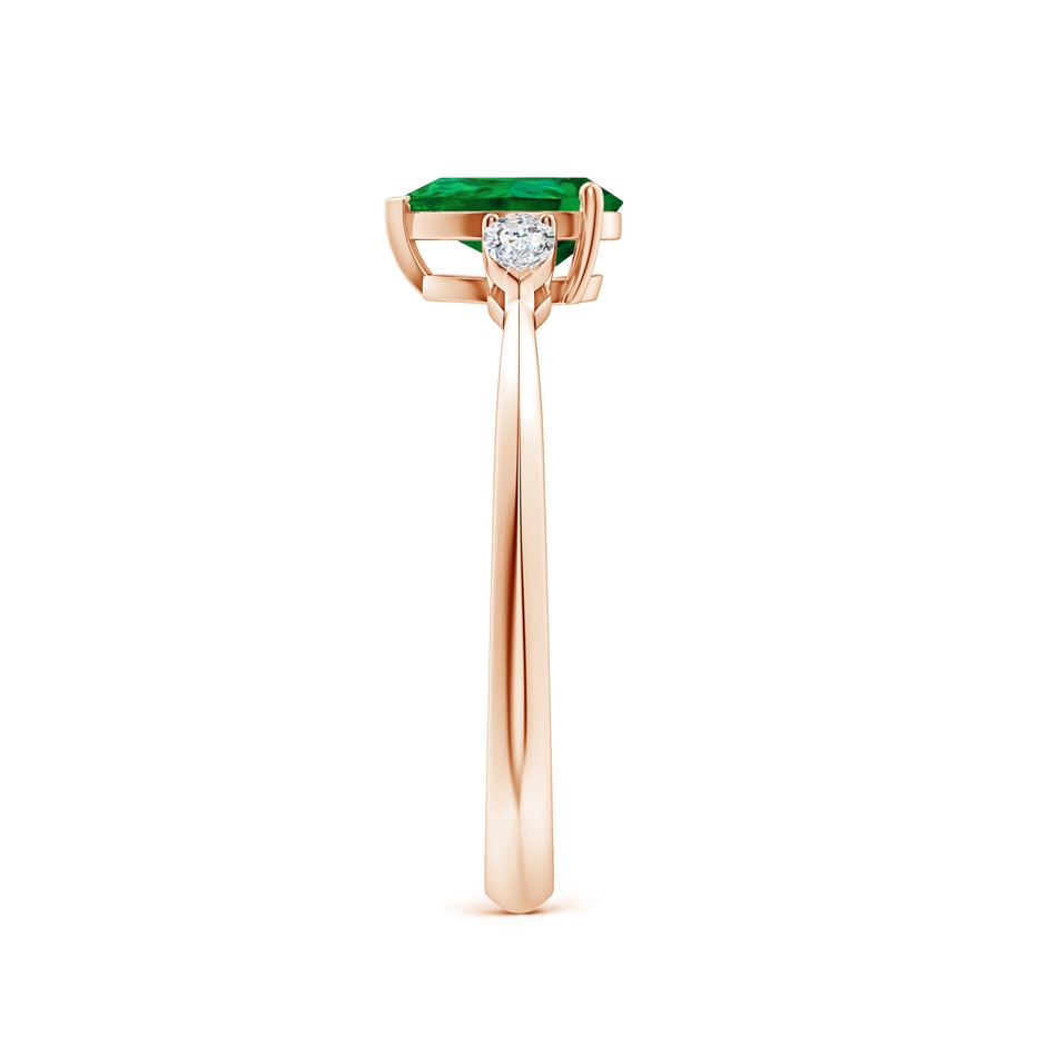 7x5mm Labgrown Lab-Grown Pear shape Emerald Three Stone Engagement Ring in Rose Gold side 299