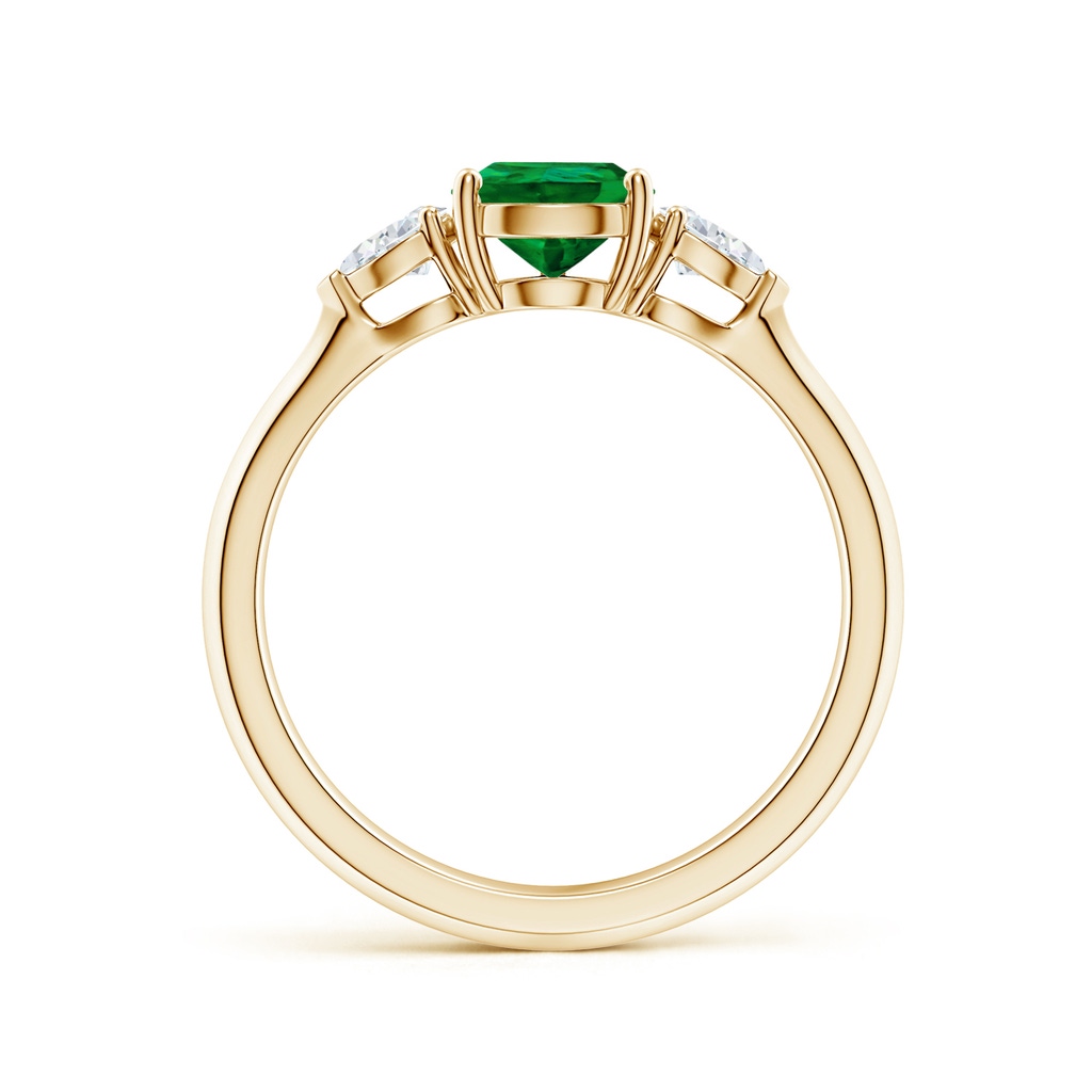 8x6mm Labgrown Lab-Grown Pear shape Emerald Three Stone Engagement Ring in 18K Yellow Gold - side 199